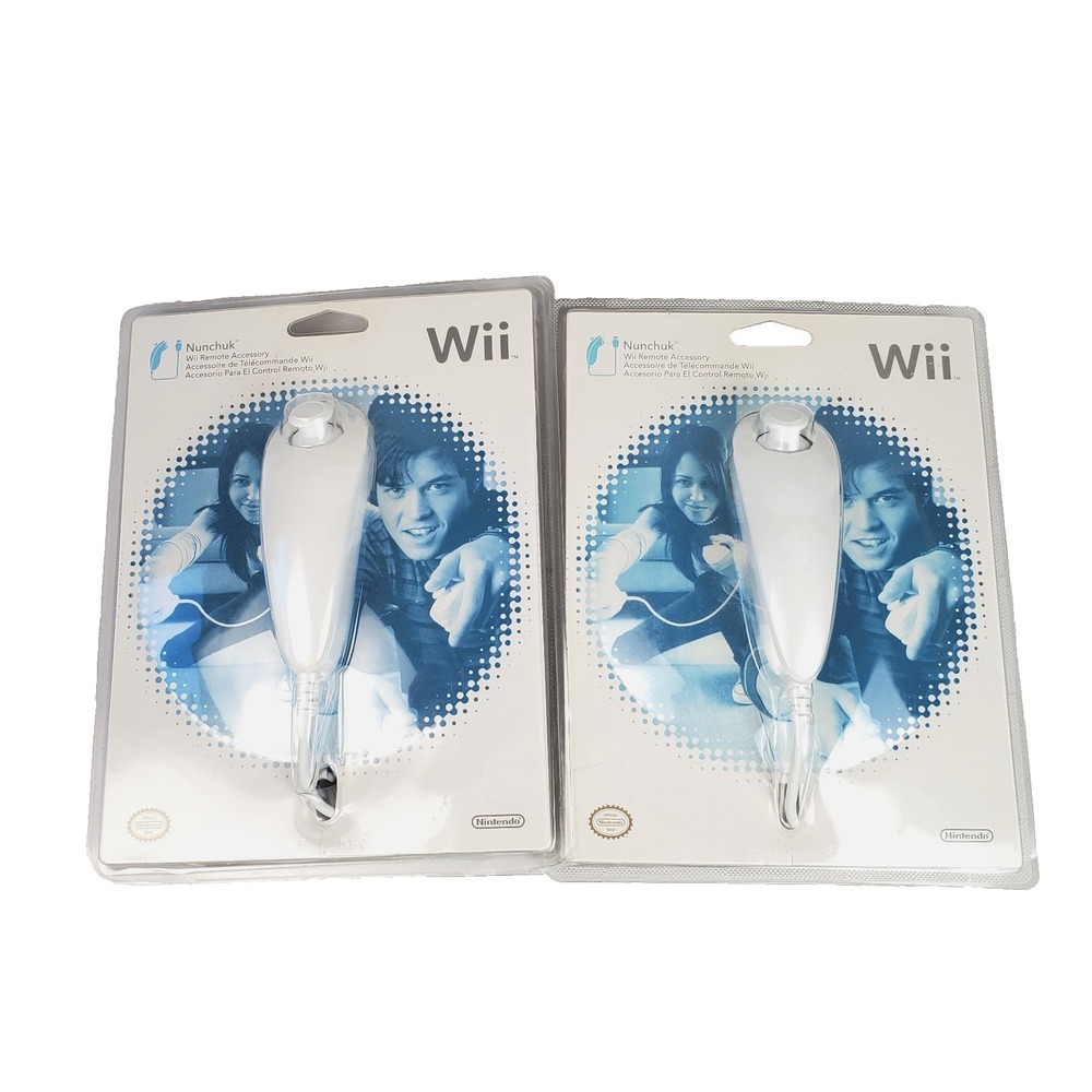 2 NEW - 2007 Genuine Nintendo Wii Nunchuk Nunchuck OEM Factory Sealed White